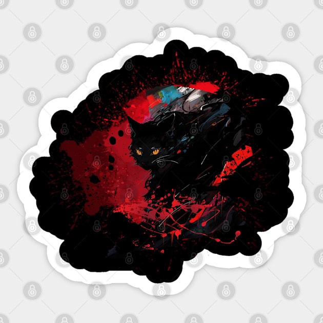 Cat Black Red Splash of color Sticker by Vinthiwa